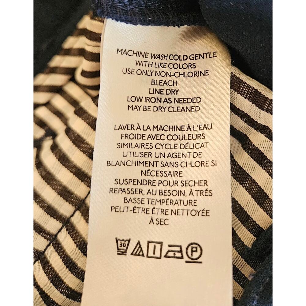 Maeve Anthropologie The Naomi Navy Linen Blend Wide Leg Pants Size 0 - Picture 6 of 10